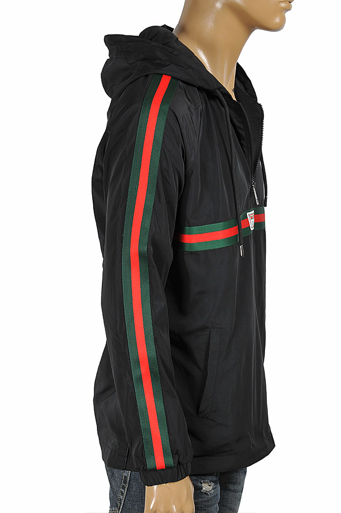 Mens Designer Clothes | GUCCI men's cotton hoodie with red and green stripes 182